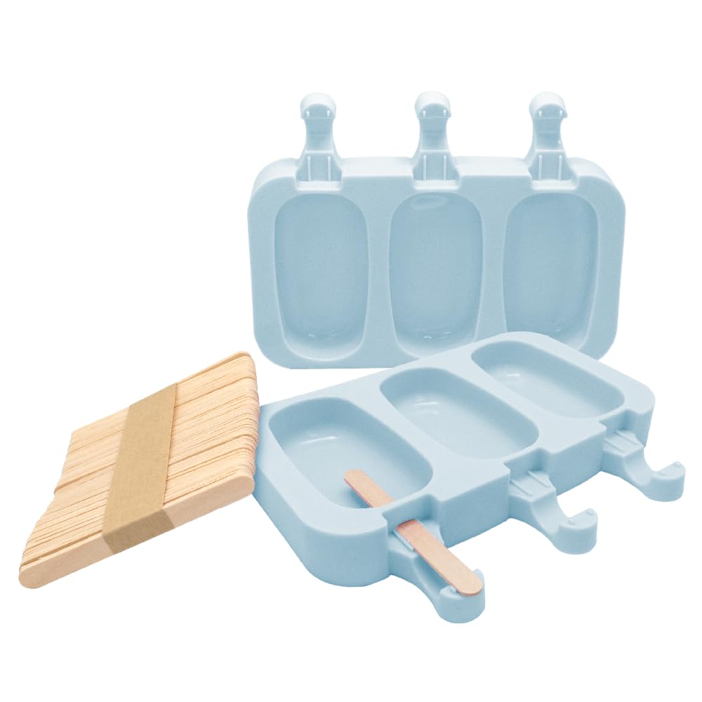 NERTHUS FIH 1299 Silicone Ice Cream Molds with 50 Wooden Sticks, Made of Silicone, Easy and Fun Homemade Candy