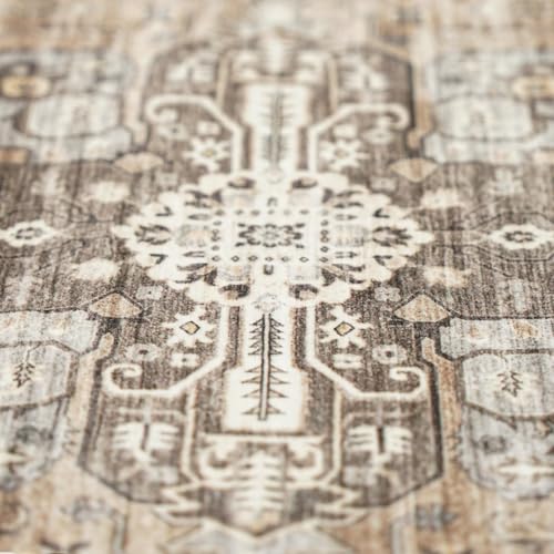 RUUGME 6x8 Washable Oriental Area Rug - Living Room Rugs with Non Slip Backing Soft Stain Resistant Carpet for Bedroom Kitchen Ultra Thin Low Pile Home Decor Floor Mat for Bathroom Nursery 6x8 Beige by RUUGME - Used condition - Image 6