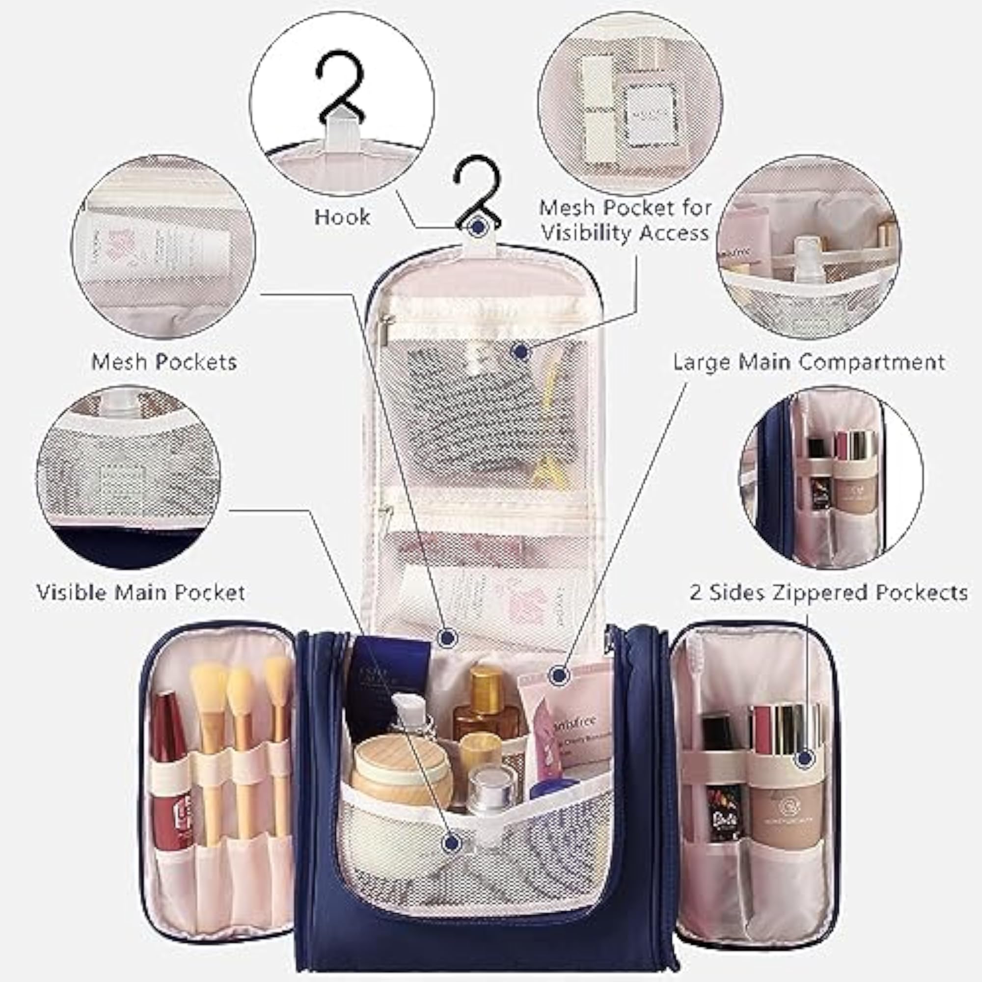Hanging Toiletry Bag for Men & Women, Cosmetic Organizer