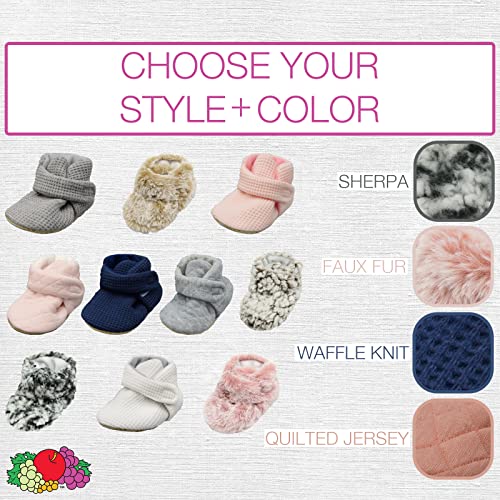 Fruit of the Loom Cozy Thermal Wrap Booties with Non-Slip Grips for Baby & Toddler Girls, Boys, Unisex - Navy Waffle (6-12 Months) - image 5