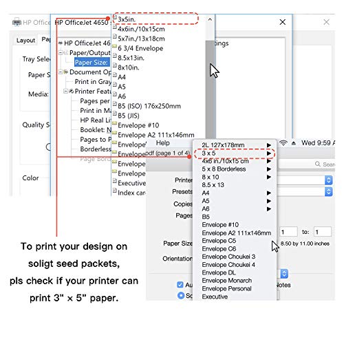Soligt Self-Sealing, Printable Seed Packet Envelopes - 100 Counts, 3" x 4.5"