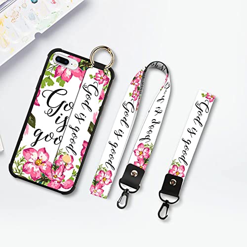 Kanghar Compatible With Iphone 7 Plus/8 Plus Case Flower Floral Shell Wrist Strap Lanyard Cover For Apple Iphone 7 Plus/8 Plus 5.5 Inch (God Is Good) #TOP3