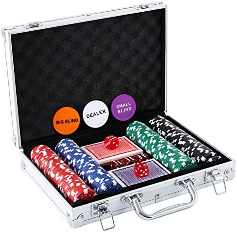Homwom Poker Chip Set - 200PCS Poker Chips with Aluminum Case, 11.5 Gram Chips for Texas Holdem Blackjack