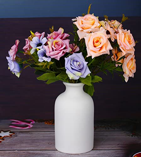 Ceramic White Small Vase, Dry Flower Vases Minimalism Style For Modern Table Shelf Home Decor, Fit For Fireplace Bedroom Kitchen Living Room Centerpieces Office Desk Gift (White, Small) #TOP3