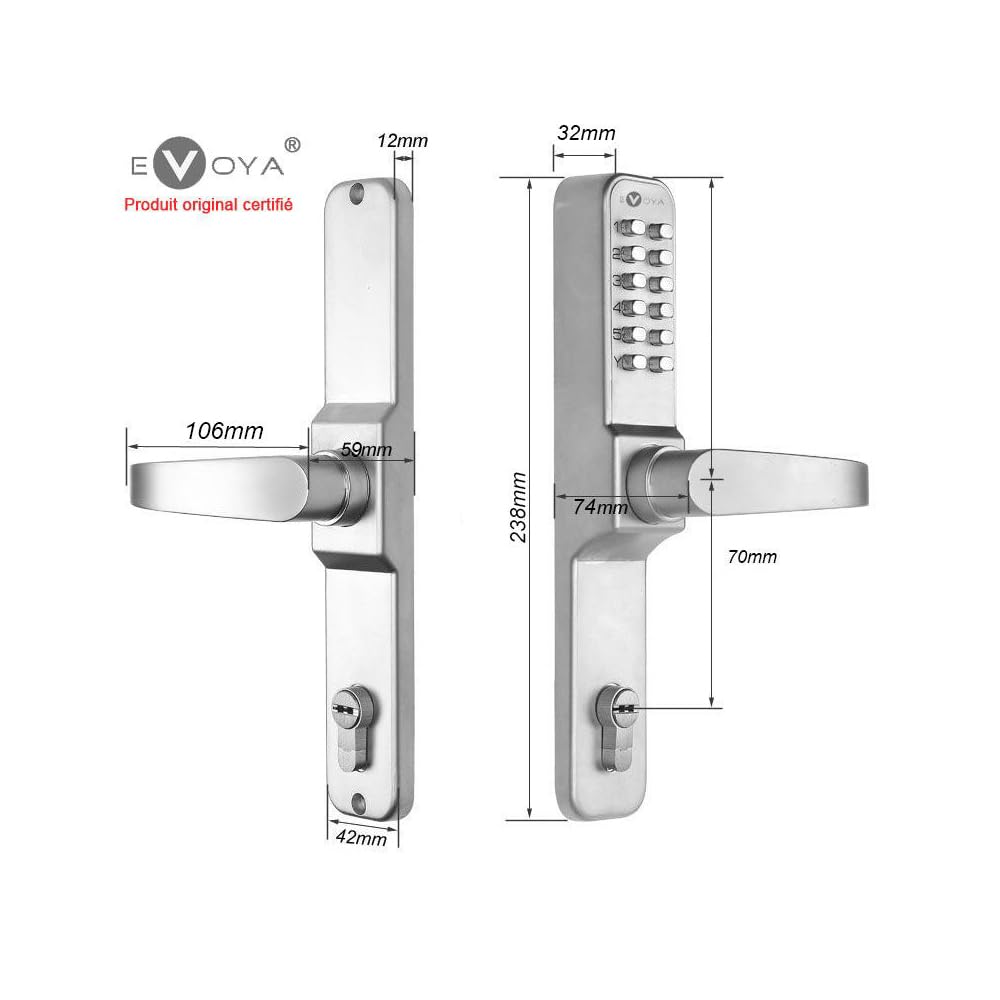Serrure de porte à code mécanique EVOYA - WS7