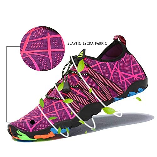 SAGUARO Badeschuhe Damen Herren Wasserschuhe Schwimmschuhe Schnelltrocken Aquaschuhe Strandschuhe Leicht Neoprenschuhe Surfschuhe rutschfeste Tauchschuhe Wassersportschuhe Stil 2:Rosa Gr.40 EU