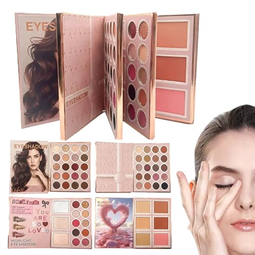 Make-up-Palette für Bücher, Reisen, multifunktionales Gesichts-Make-up – natürlicher Rouge, für Studenten, Anfänger, professionelle , Bräute, Amateure