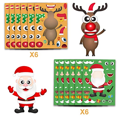 Happy Storm Christmas Stickers For Kids Christmas Party Games For Kids Make Your Own Christmas Stickers Diy Christmas Santa Snowman Reinder Face Sticker Xmas Party Favors For Classroom Children Activities #TOP2