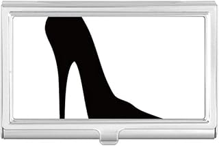 Black High Heels Outline Pattern Business Card Holder Case Pocket Box Wallet