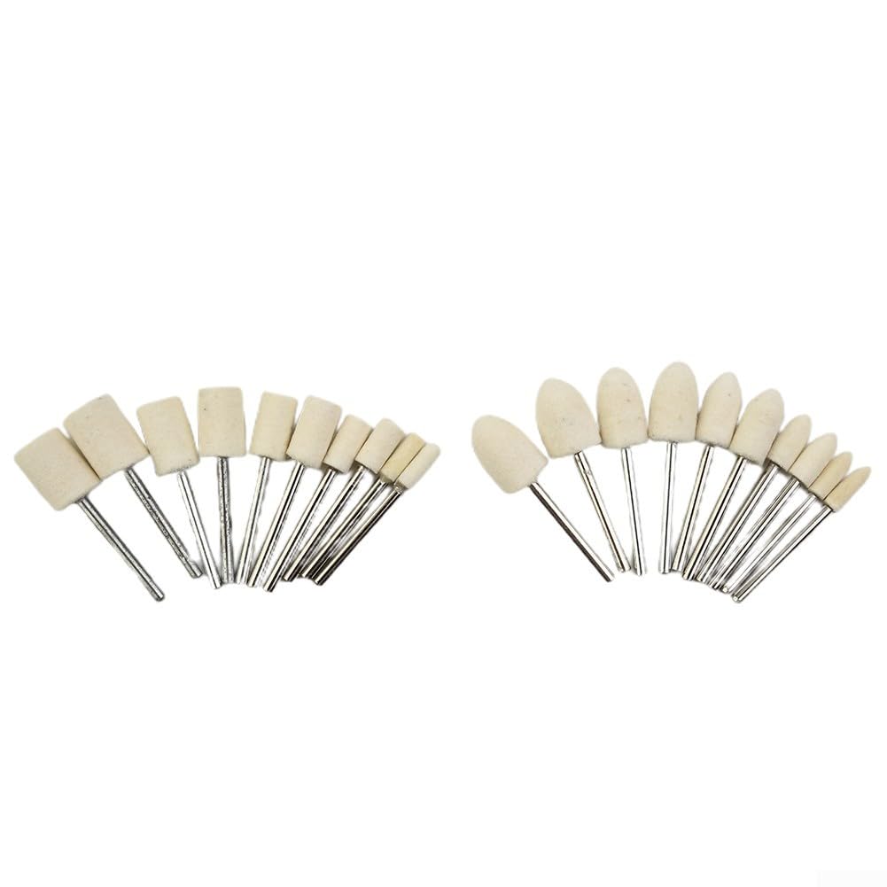 Set di punte professionali per lucidatura in feltro di lana per attrezzature in vetro e metallo (20PCS)