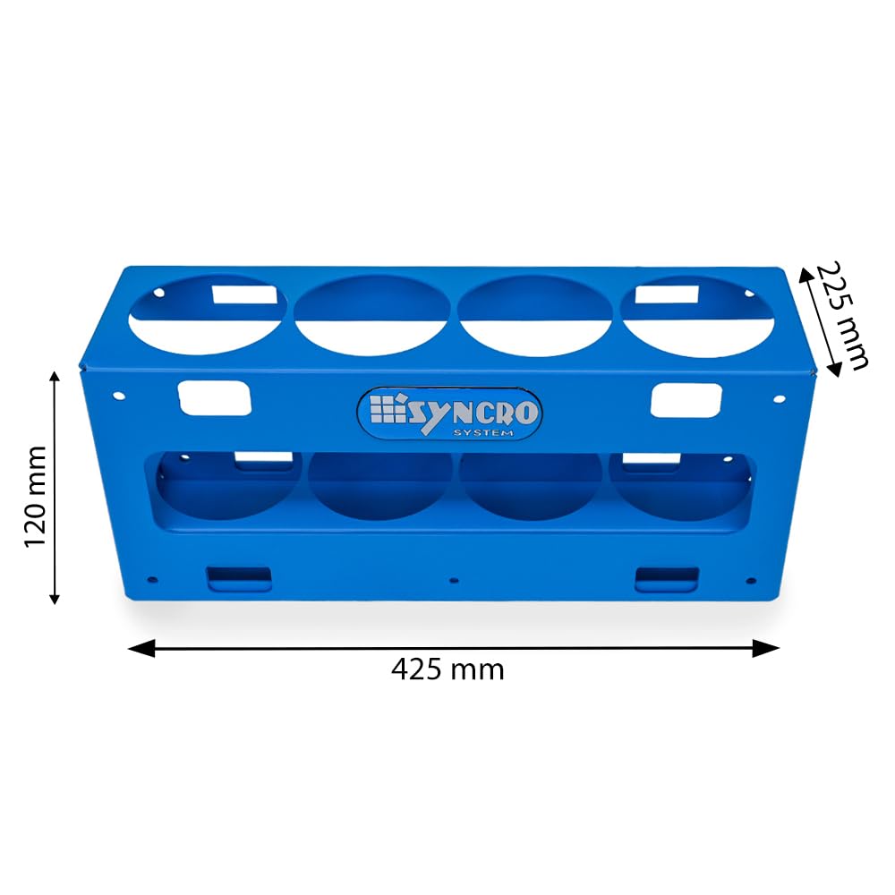 SYNCRO SYSTEM Porta bombolette spray in alluminio per scaffale furgone officina mobile – 4 posti diam. 65mm fianco 31cm