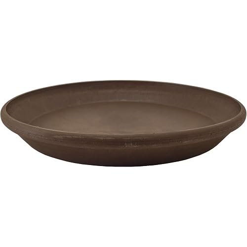 PSW Pot Collection AP30C 12-inch Plastic/Stone/Wood Composite Plant Saucer Drip Tray – No Drainage Hole (Drillable), Indoor/Outer Water Tray, Chocolate