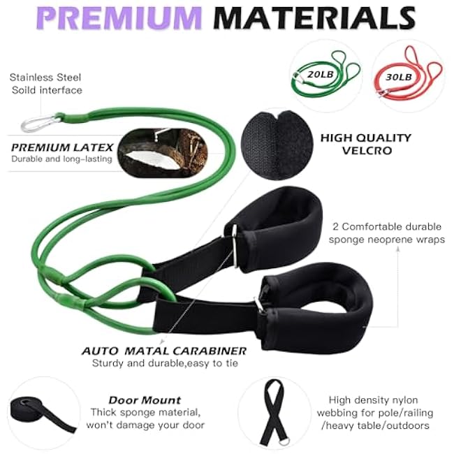 ATENTO Resistance Pilates System Reformer Style Pilates Lightweight Portable Pilates for Home Gym, 2 Pcs Resistance Bands,1 Door Anchor,1 Exercise Straps,1 Handle Straps