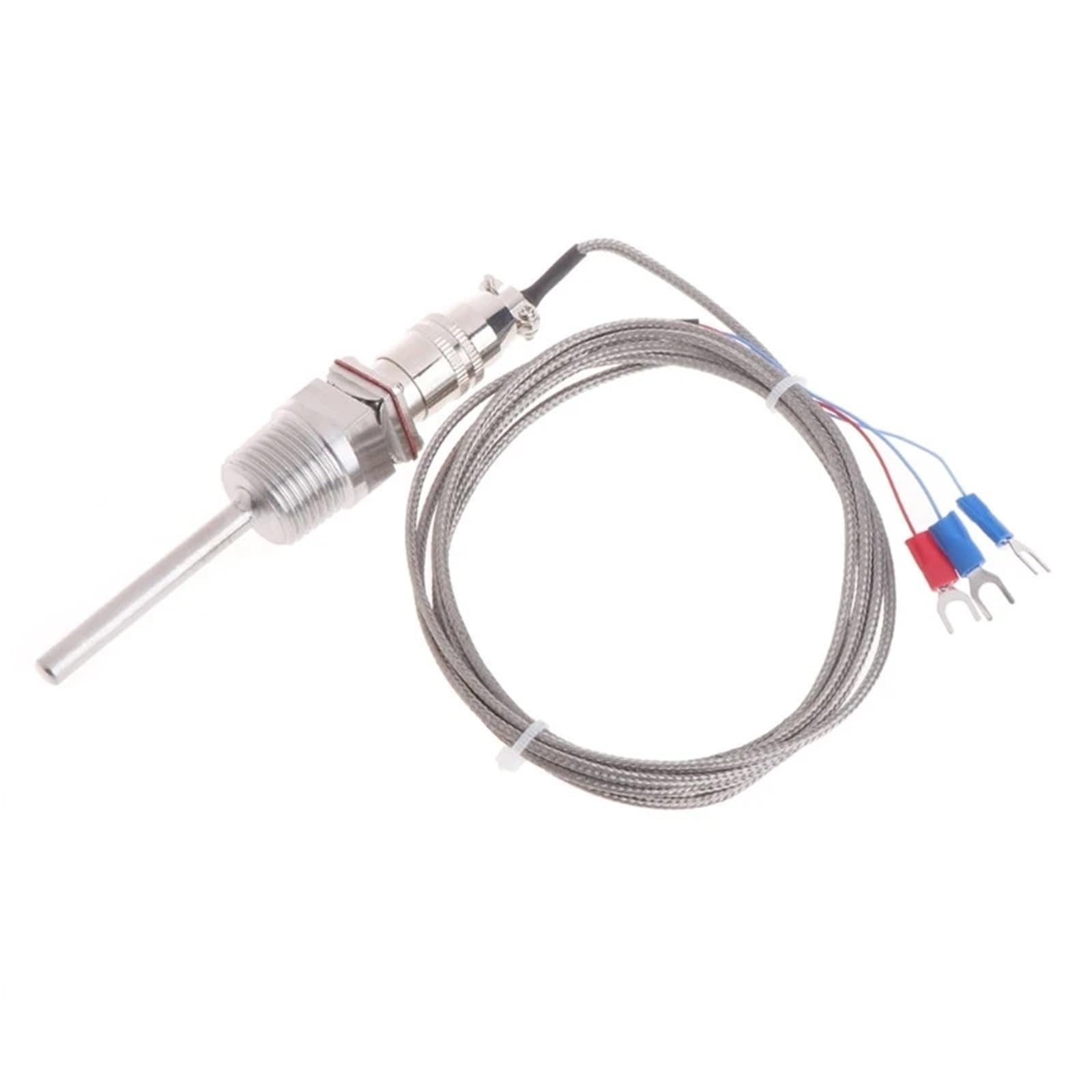 RTD PT100 - Sonda con sensore di temperatura, 5 cm, filettatura NPT 1/2", con spina rimovibile, cavo da 2 m, 3 fili, 1 pezzo