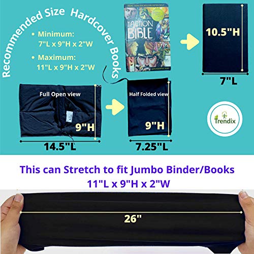 Black Book Covers for Books Stretchable Hardcover 2021 Latest Version Extra Large Jumbo Fabric Bookcover Textbook Protector Sox Jacket Cloth School Binder Machine Washable Reusable AZO-Free (Black-10) - Thumbnail 2