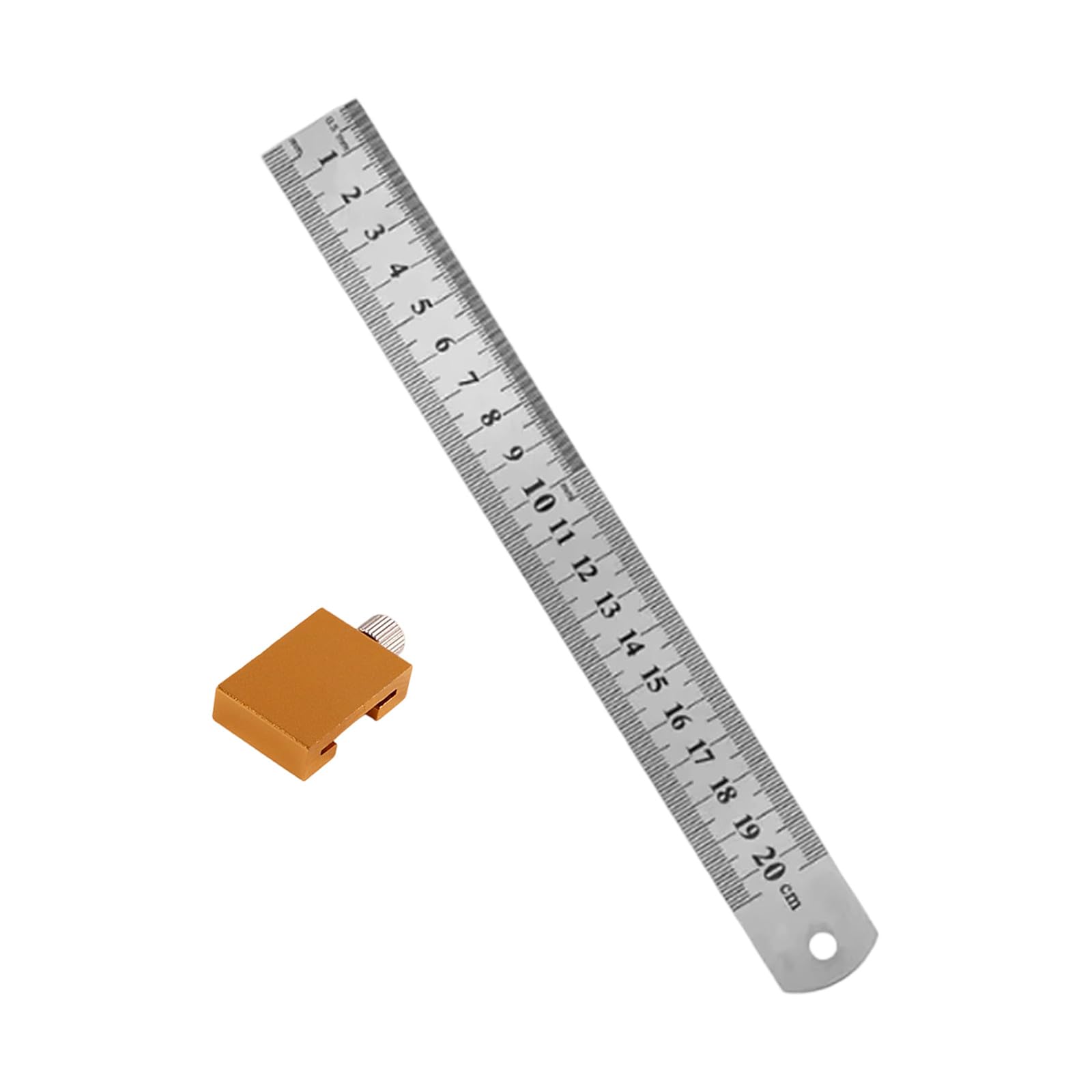 Tsophreniq 20Cm Professional Woodworking Scale With Alignment Block Aluminum Marking Ruler For Enhances Accuracy In Woodcraft Tasks Golden Marking Gauges For Carpentry