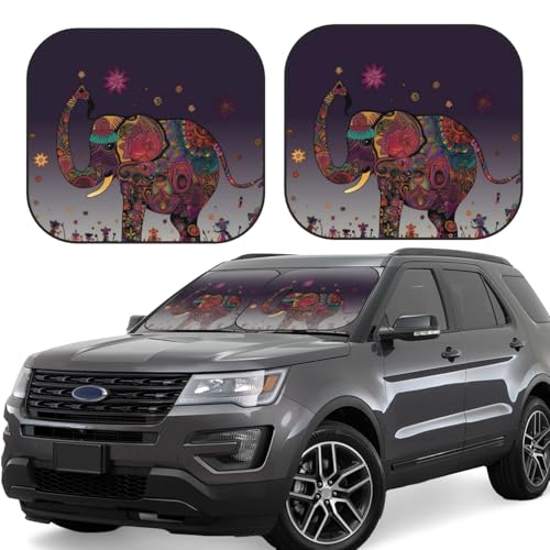 Pare-soleil de voiture pliable universel taille S avec motif éléphant pour pare-brise auto
