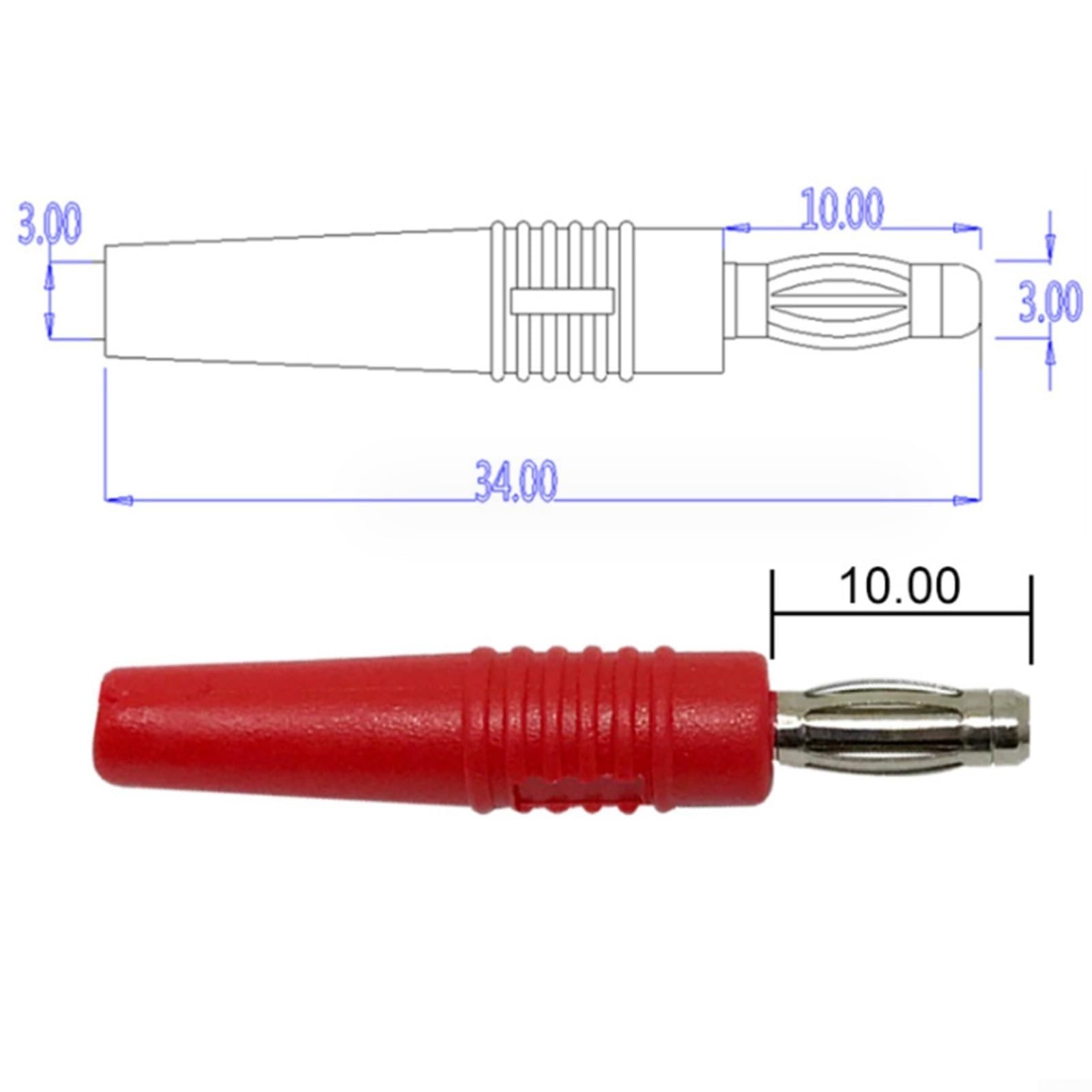 Connettori A Banana 3mm - 10 Pezzi Placcati Nichel 30-60V Max 10A - Per Test Elettronici E Fai Da Te