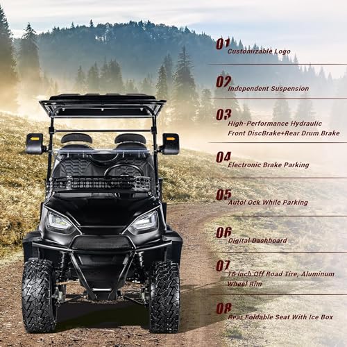 StandbyMe Golf Cart, Powerful 5000-Watt Electric Motor 4 seat Electric Golf Cart, Built in 48V Battery Golf Utility Buggy, Suitable for Golf, Hunting, Scenic Spots, Hotels, Beaches, Schools and Farms