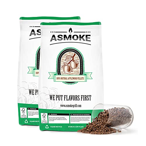 ASMOKE Wood Pellets for Smoker, 100% Pure Food-Grade Applewood Flavor | 5LBS Pack of BBQ Cooking Pellets - Real Fruitwood Straight from The Orchard- 2KG Pellets for Pellet Grill