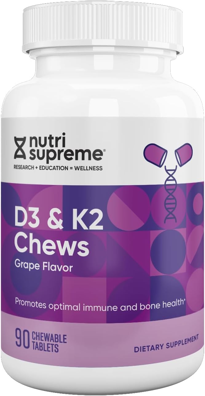 Nutri Supreme Research K2 with D3 Chews Grape Flavor 90 Count