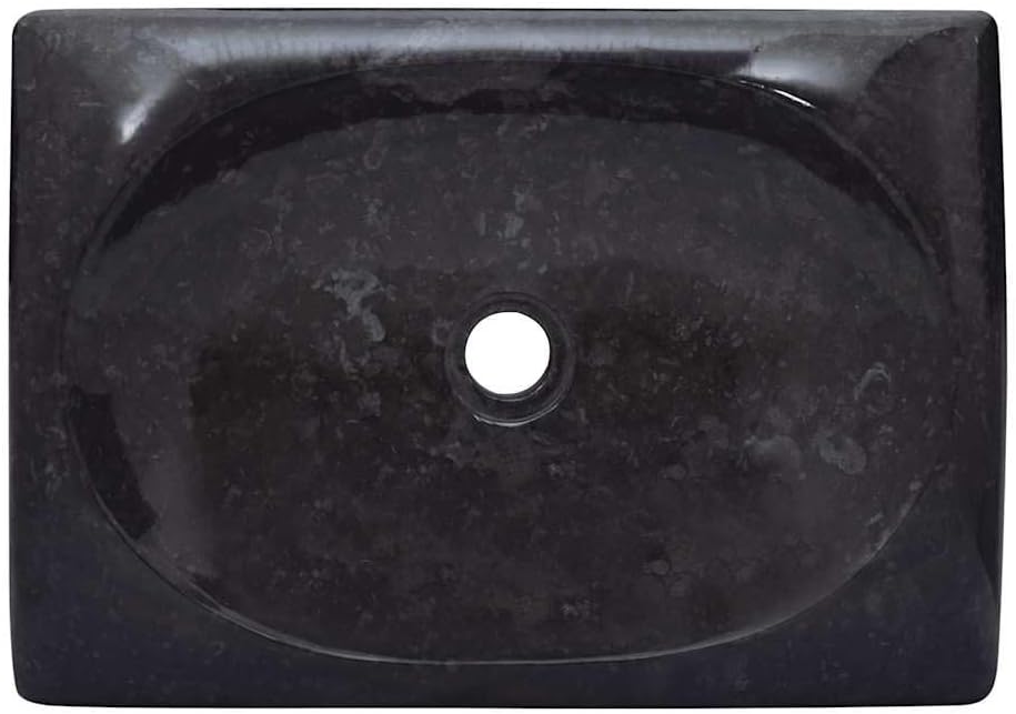 vidaXL Sink, Wash Basin Vessel Sink, Above Counter Vanity Sink for Bathroom Washroom, Bathroom Basin, Black 19.7"x13.8"x3.9" Marble