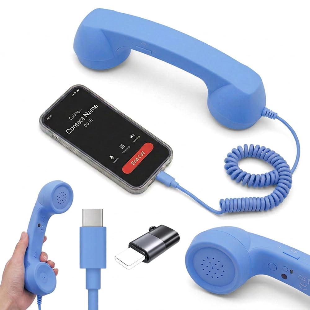 Retro Phone Handset, 2027 New 3.5mm Type-C Telephone Handset for Mobile Phone, Portable W…