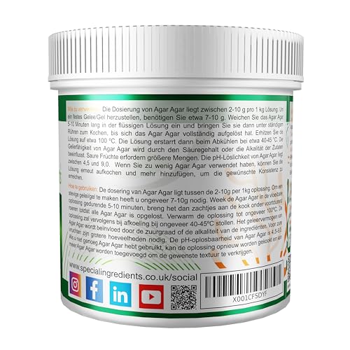 Agar Agar von Special Ingredients 250g – Geliermittel in bester Qualität