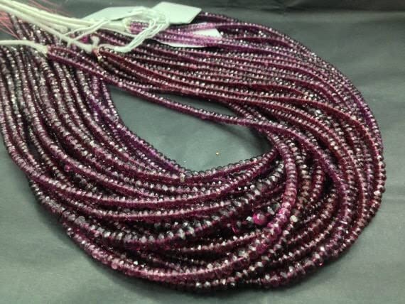 Rhodolite grenat perle rondelle 5mm pierre naturelle facettée pour création bijou