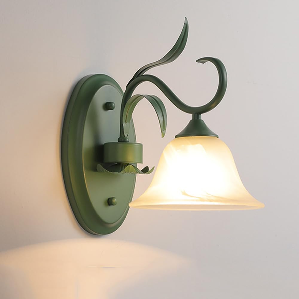 Aplique de pared retro verde con doble luz difusa antideslumbrante