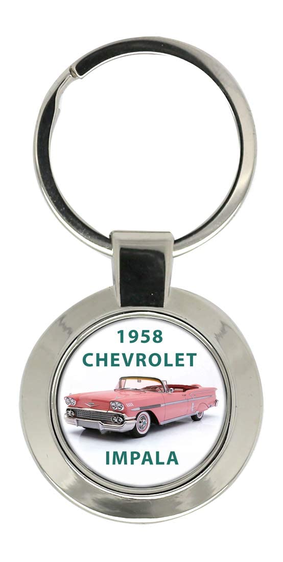 Giftshop Uk Unisex Silver Coloured Metal Chevy, 1958 Chevrolet Impala Car Key Ring