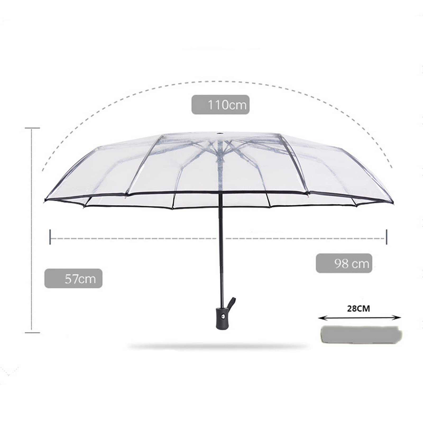 Parapluies, Parapluie Pliant Compact de Voyage, Mini Parapluie, Automatique Transparent Coupe-Vent | Blu