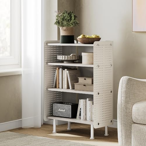 Fenge 4 Niveaux Meuble de Rangement avec Plaque Suspendue, Bibliothèque avec Pieds, Étagere à Livres, Oraganiseur, Placad, Meuble de Chevet, pour en Salon,...