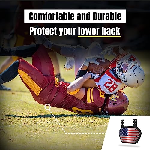 O SHIELD Silver Chrome American Flag 1.0 Football Back Plate, Lower Back Pads for Football Players, Rear Protector, Adult Fit - Thumbnail 5