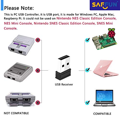 SAFFUN 2 Pack 2.4 GHz Wireless USB Controller Compatible with SNES Games, SNES Retro USB PC Super Classic Controller for Windows PC MAC Linux Genesis Raspberry Pi Retropie (Multicolored Keys) by SAFFUN - Image 7