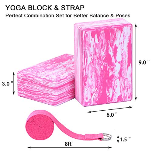 image for ADRIMER Yoga Blocks 2 Pack with Yoga Strap, High Density Lightweight E