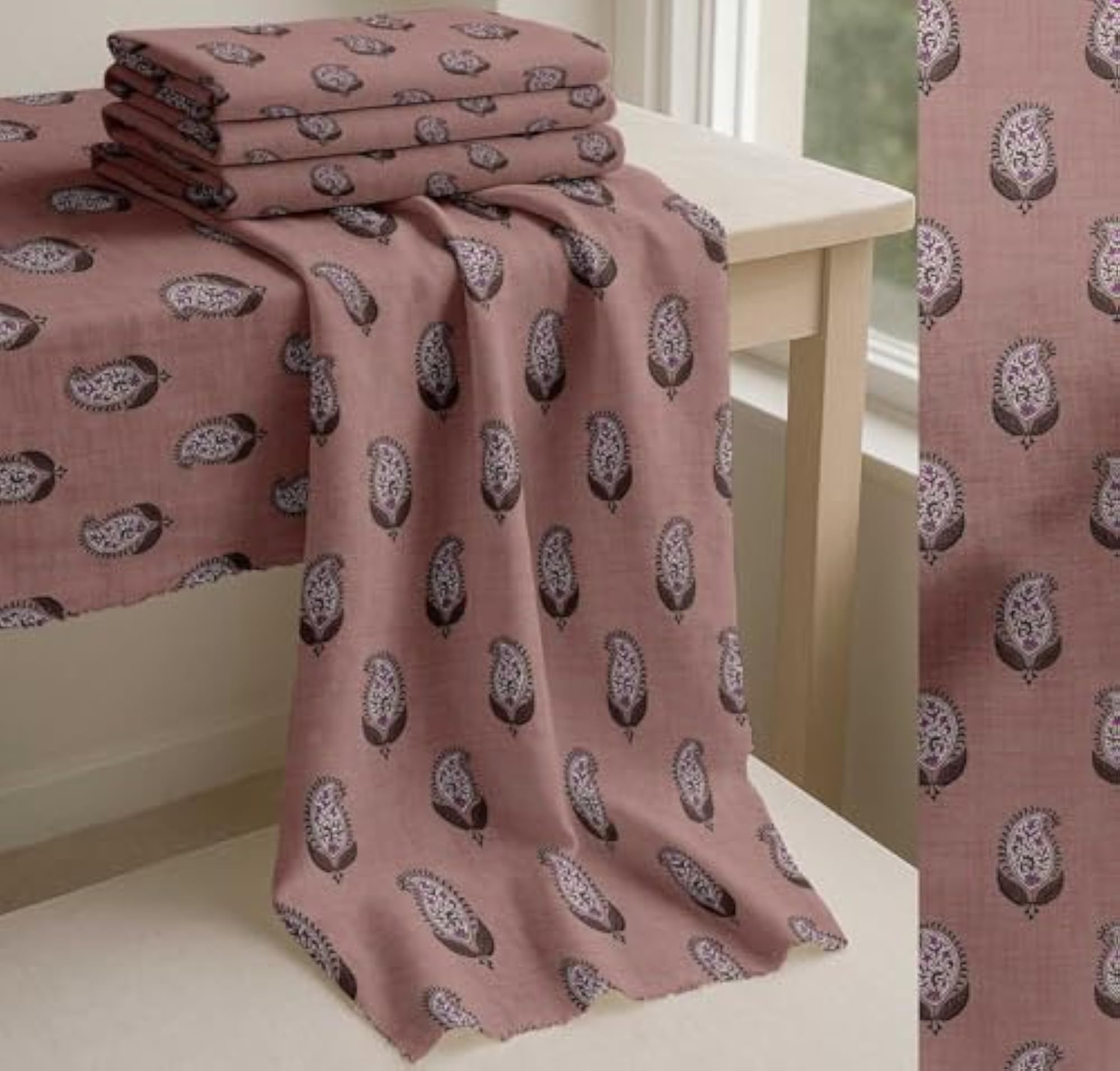 Cotton Cambric Fabric, Block Pattern, 56" Wide, 10 Meter