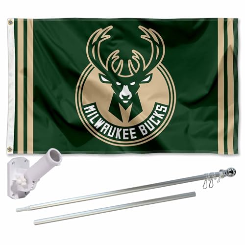 Drapeau Milwaukee Bucks mât et support mural WinCraft goodies basket