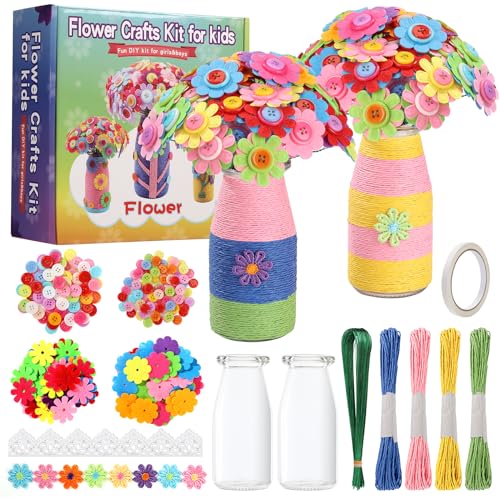 Wisplye Kit artesanal de flores para niños, crea tu propio ramo con botones y flores de fieltro, manualidades creativas juguete regalo para niñas, niños 4 5 6 7 8 9 10 11 12 años Wisplye Kit artesanal de flores para niños, crea tu propio ramo con botones y flores de fieltro, manualidades creativas juguete regalo para niñas, niños 4 5 6 7 8 9 10 11 12 años