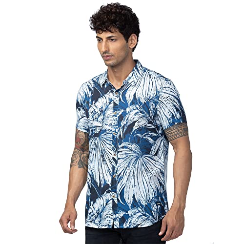 Image of Spykar Men's Slim Fit N /A Half Sleeve Printed Casual Shirts