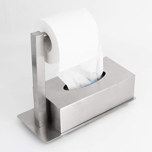 Miniatura 3 de NANA kimzcn - Funda rectangular para pañuelos con soporte de papel higiénico, elegante cubierta facial de papel de acero inoxidable, soporte moderno