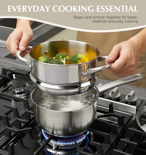 Image of KOCH SYSTEME CS Stainless Steel Cookware Set 10 Piece, 18 /10 Stainless Steel Pots and Pans Set for Professional Cooking, Kitchen Cookware Sets, Induction Compatible, Pots and Pans Set, Cooking Set