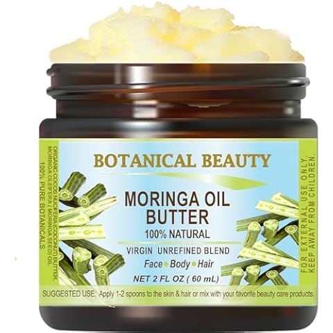 Botanical Beauty MORINGA OIL BUTTER Pure Natural Virgin Unrefined RAW 2 Fl. Oz.- 60 ml for FACE, SKIN, BODY, DAMAGED HAIR, NAILS. Cover