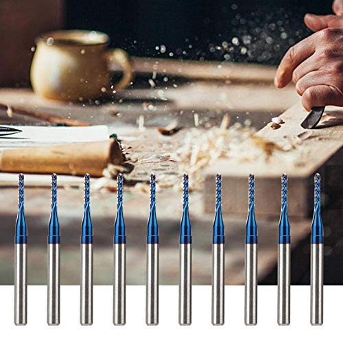 Image of 10Pcs Carbide End Mill Engraving Milling Cutter Blue Corn End Mill Engraving Milling Cutter CNC Router Bits for PCB Machine(1.4mm)