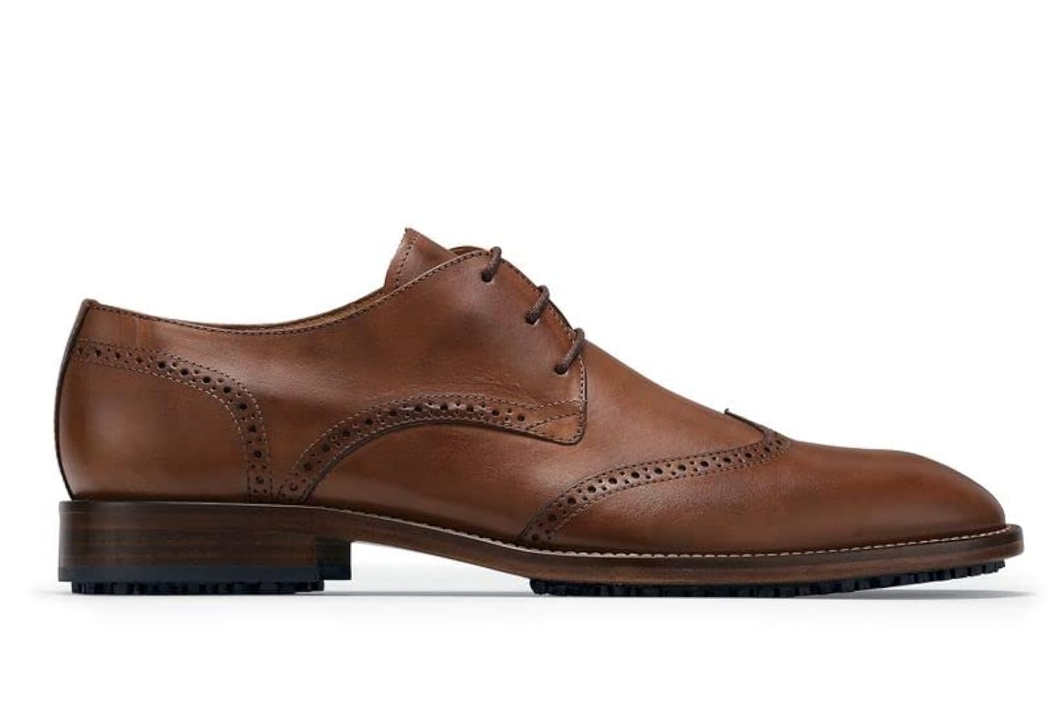 MOZO Portuguese Leather Collection Men's Slip-Resistant Oxfords - Dressy Non-Slip Restaurant Shoes for Men in Food Service - Bronson