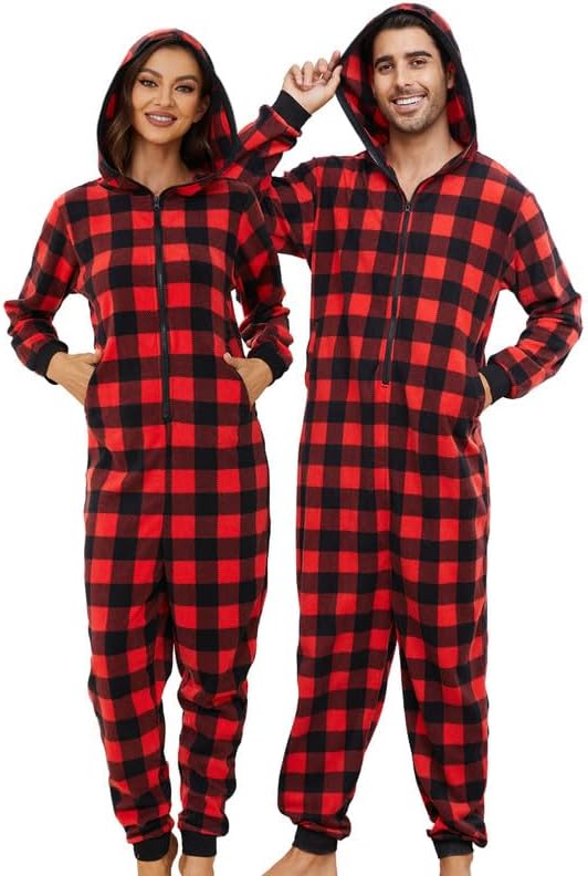 U2SKIIN Couple Pajama Sets, Plaid Pajama Set for Men and Women Soft Warm Pjs Set