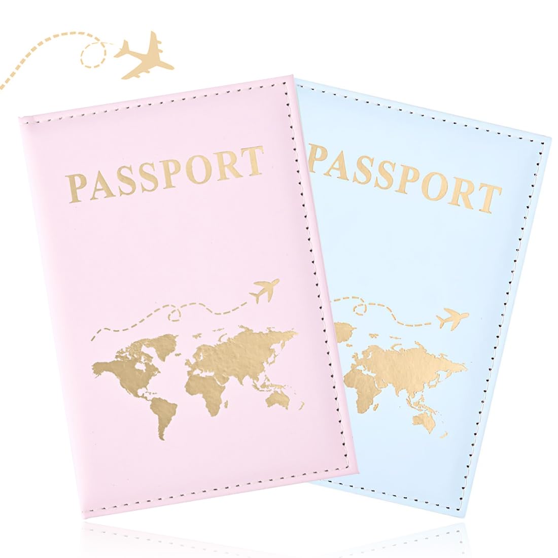Porta passaporto da 2 pezzi, Portapassaporto in pelle PU, Portapassaporto da viaggio per passaporto, carta di biglietto, carte d'imbarco, carta di credito