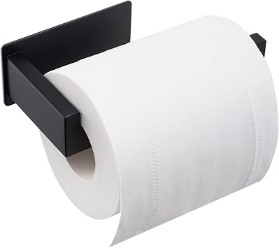 Toilet Paper Holder, Adhesive Toilet Paper Roll Holder, SUS304 Stainless Steel Rustproof Wall for Bathroom, Kitchen and Washroom, Black