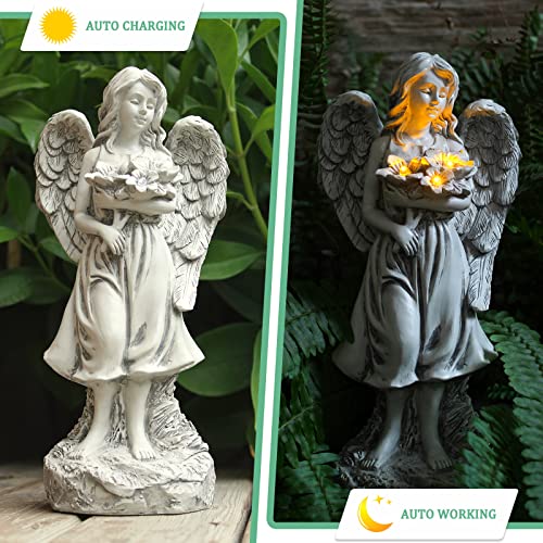 Rezpuao 𝐀𝐧𝐠𝐞𝐥 𝐆𝐚𝐫𝐝𝐞𝐧 𝐒𝐭𝐚𝐭𝐮𝐞, Outdoor Angel Decor,Solar Angel Statuedecor For Patio Lawn Yard Porch Decoration, Housewarming Garden Gift #TOP4