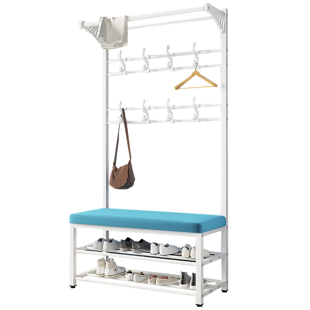 Robusto appendiabiti in metallo con ganci e scarpiera, design autoportante, carico massimo 100 kg, ideale per soggiorno, corridoio, ufficio, dimensioni 60 cm/80 cm/100 cm